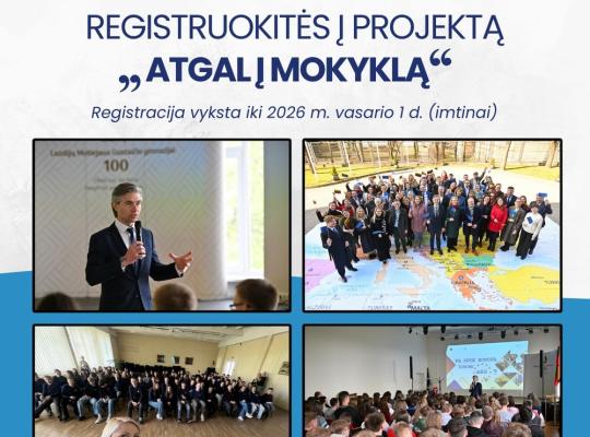 Kviečiame mokyklas registruotis į projektą „Atgal į mokyklą 2026“!