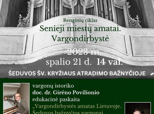 Šeduvos bažnyčioje vyks paskutinis ciklo „Senieji miestų amatai“ renginys