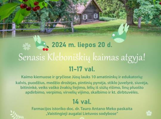 Kleboniškių muziejuje Senųjų amatų ir edukacijų dieną papildys paskaita apie vaistingus augalus