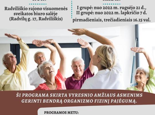 Renkama nauja grupė į fizinio aktyvumo programą „Vyresniems 65+“