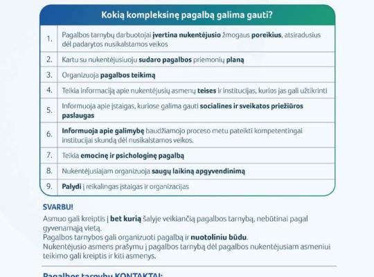 Informacija dėl pagalbos nuo nusikalstamos veikos nukentėjusiems asmenims