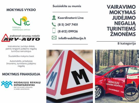 Nemokami vairavimo kursai judėjimo negalią turintiems asmenims