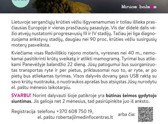 Nemokamai tikrins dėl krūties vėžio