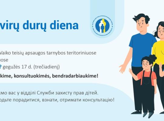 Gegužės 17-ąją vaiko teisių gynėjai kviečia į atvirų durų dieną