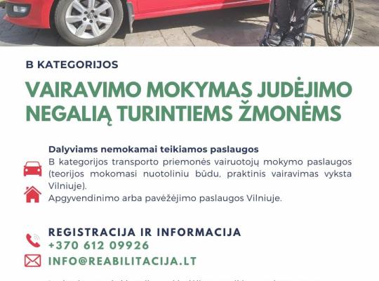 Organizuojami vairavimo mokymai judėjimo negalią turintiems žmonėms