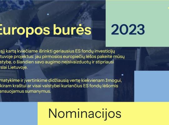 Siūlykite kandidatus Finansų ministerijos apdovanojimams „Europos burės 2023“