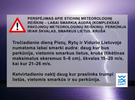 Pasiruoškite artėjančiai labai smarkiai audrai
