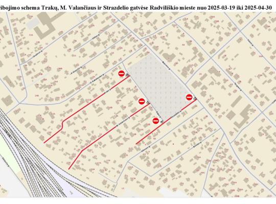 Dėmesio! Radviliškio m. Trakų, M. Valančiaus ir Strazdelio gatvėse bus ribojamas eismas