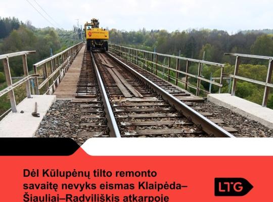 Dėl geležinkelio tilto remonto nekursuos traukiniai tarp Radviliškio ir Klaipėdos