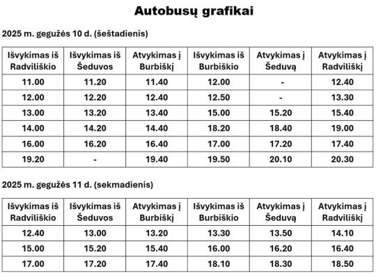 Į Tulpių žydėjimo šventę iš Radviliškio ir Šeduvos autobusai veš nemokamai