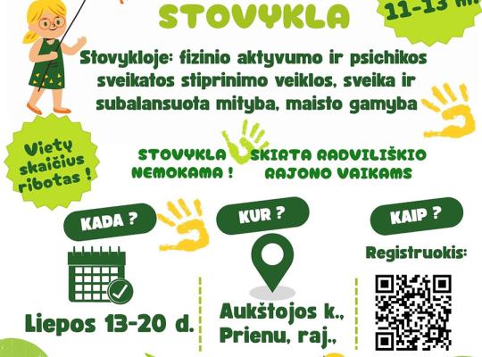 Visuomenės sveikatos biuras kviečia vaikus registruotis į stovyklą