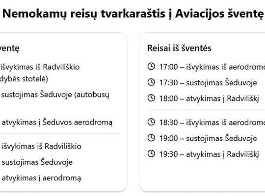 Į Aviacijos šventę iš Radviliškio ir Šeduvos veš nemokami autobusai