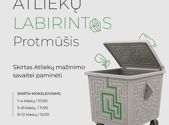 Kviečiame Radviliškio rajono mokinius dalyvauti nemokamame aplinkosauginiame protmūšyje „Atliekų labirintas“