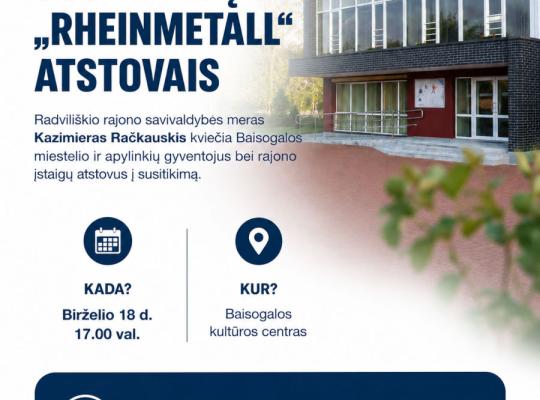Baisogalos gyventojai kviečiami susitikti su „Rheinmetall“ atstovais