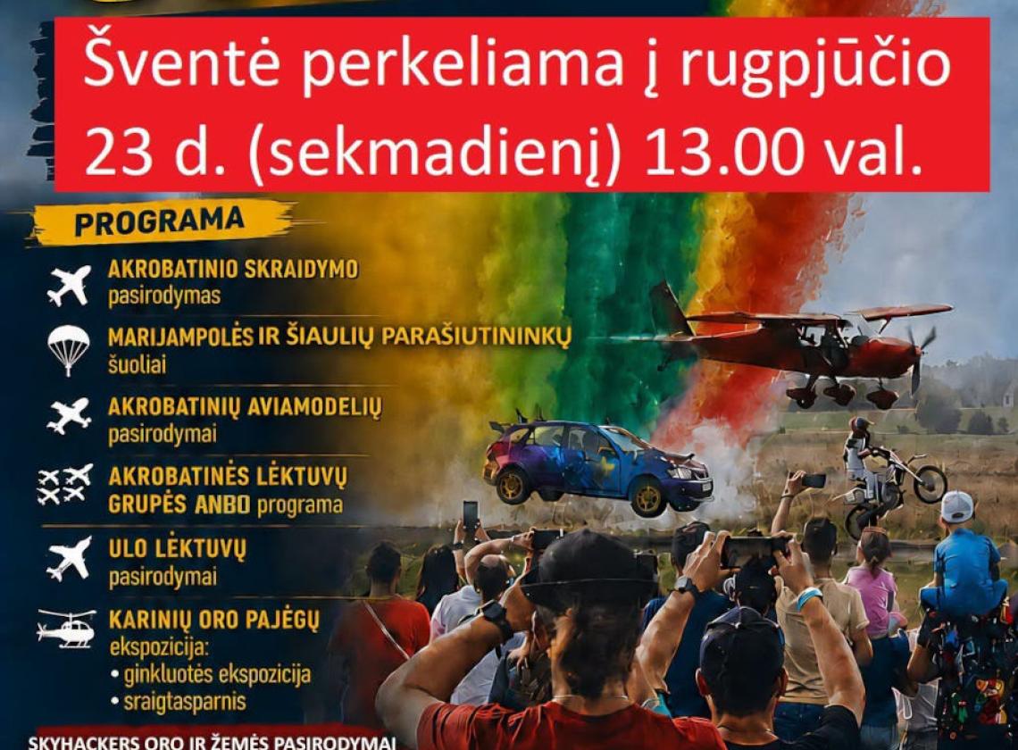 Aviacijos šventė Šeduvos aerodrome perkeliama į sekmadienį – visa programa išlieka