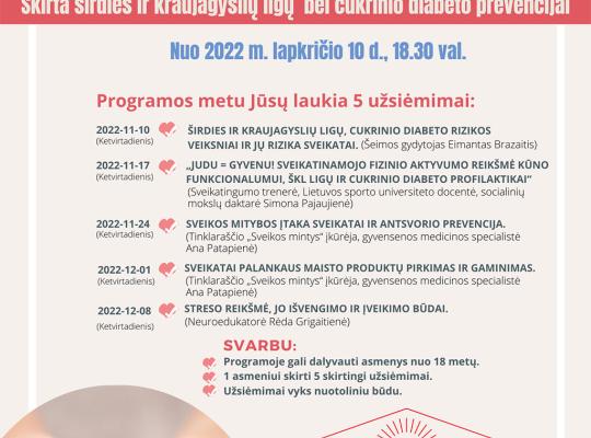 Kvietimas registruotis į sveikatos stiprinimo programą ir kartu ugdyti sveikos gyvensenos įpročius