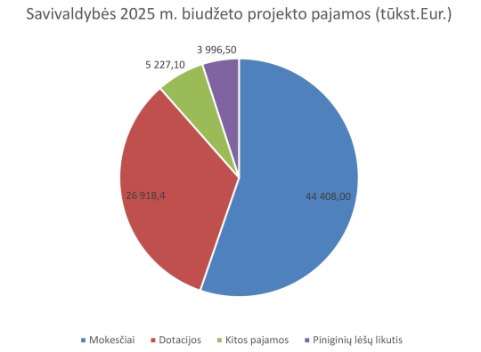 Savivaldybės 2025 m. biudžeto projekto pajamos